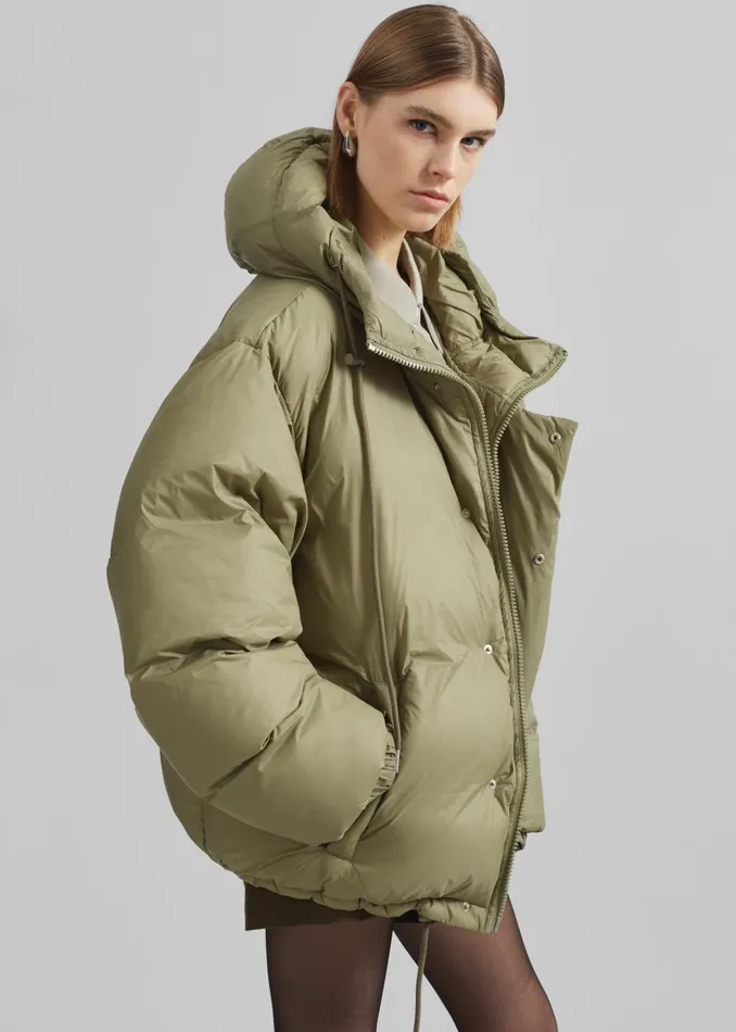Women Timra Puffer Jacket 8211 Khaki The Frankie Shop Outerwear