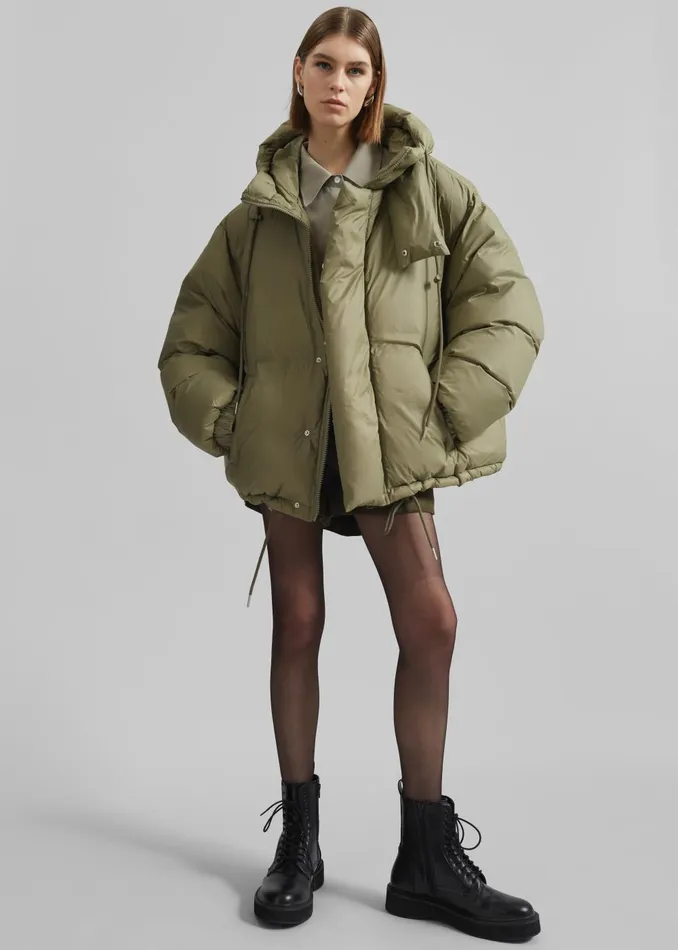 Women Timra Puffer Jacket 8211 Khaki The Frankie Shop Outerwear