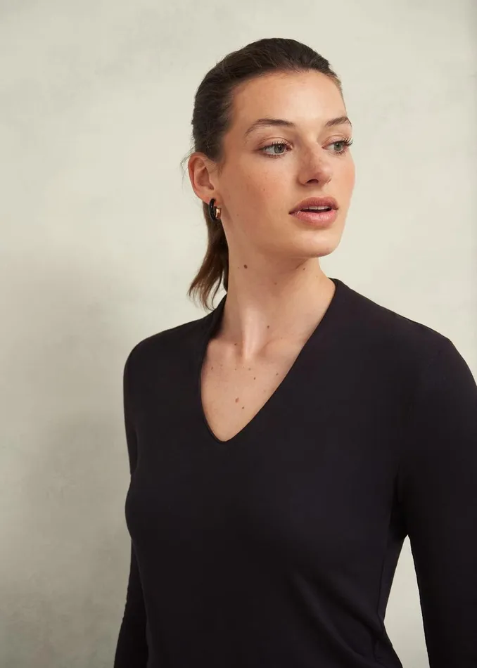 Women Tops Hobbs Aimee Double Fronted Top Black