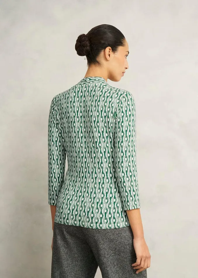 Women Tops Hobbs Aimee Printed Top Green Ivory