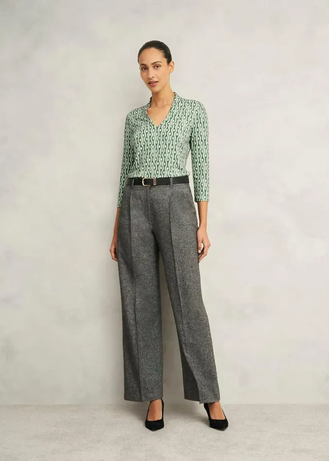 Women Tops Hobbs Aimee Printed Top Green Ivory