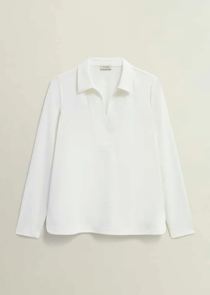 Women Tops Hobbs Gwen Collared Tunic Top Hobbs Ivory