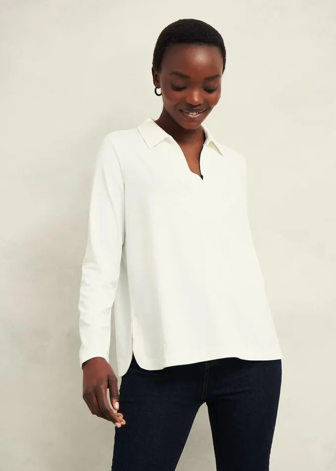 Women Tops Hobbs Gwen Collared Tunic Top Hobbs Ivory