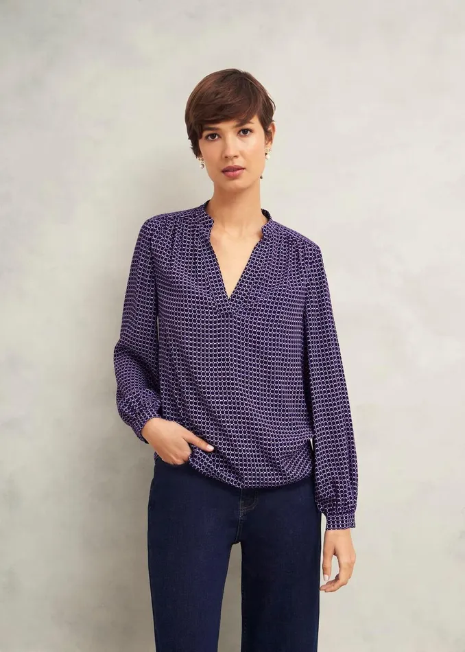 Women Tops Hobbs Mila Blouse Purple Multi
