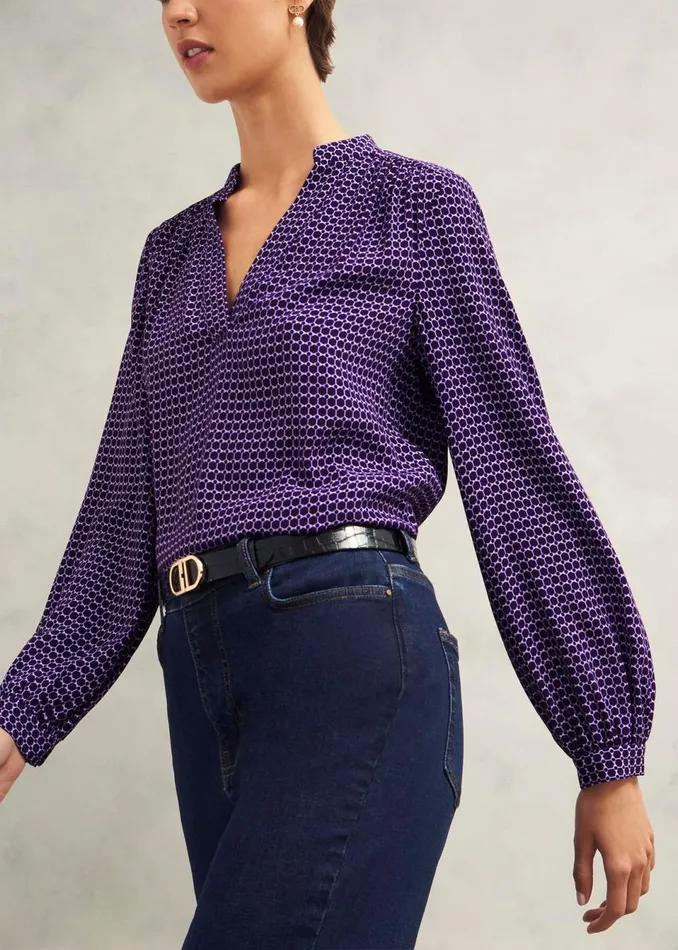 Women Tops Hobbs Mila Blouse Purple Multi