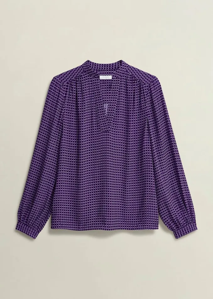 Women Tops Hobbs Mila Blouse Purple Multi