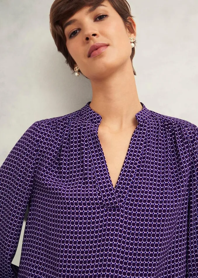 Women Tops Hobbs Mila Blouse Purple Multi