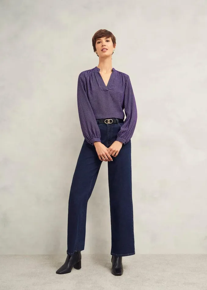 Women Tops Hobbs Mila Blouse Purple Multi