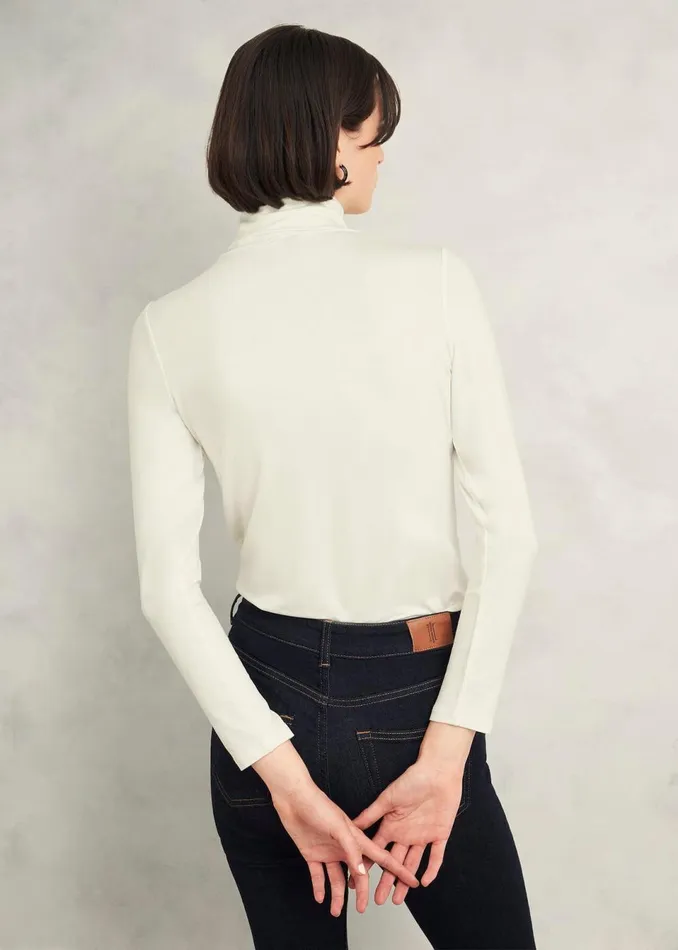 Women Tops Hobbs Mischa Roll Neck Top Hobbs Ivory