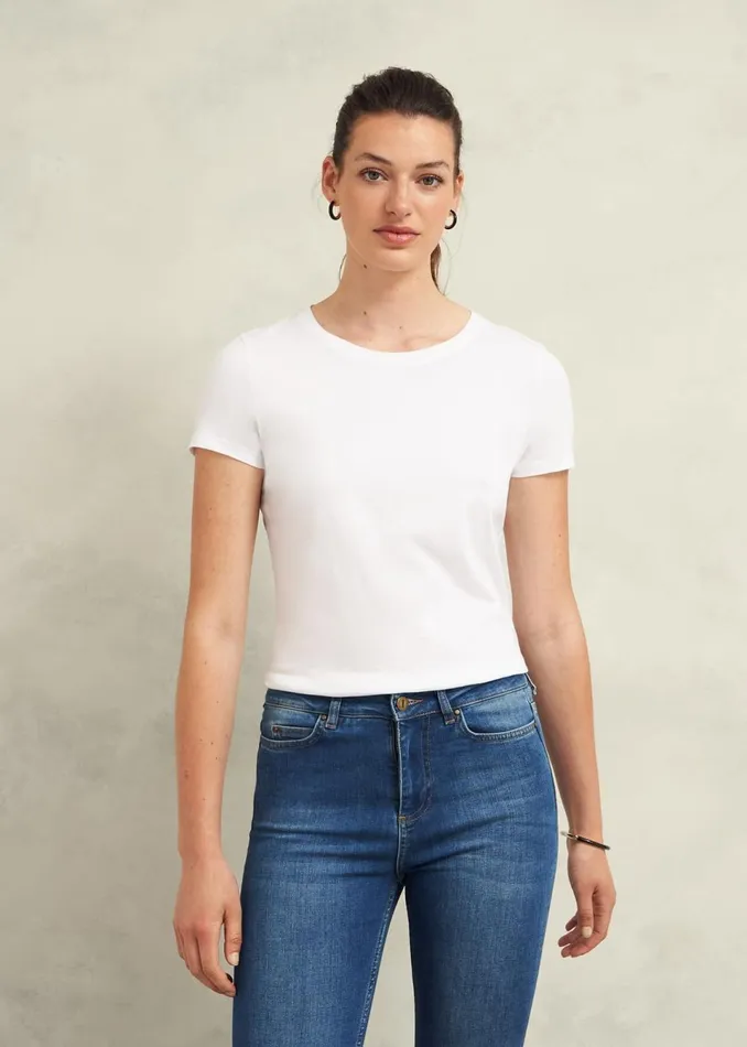 Women Tops Hobbs Pixie Cotton TShirt White