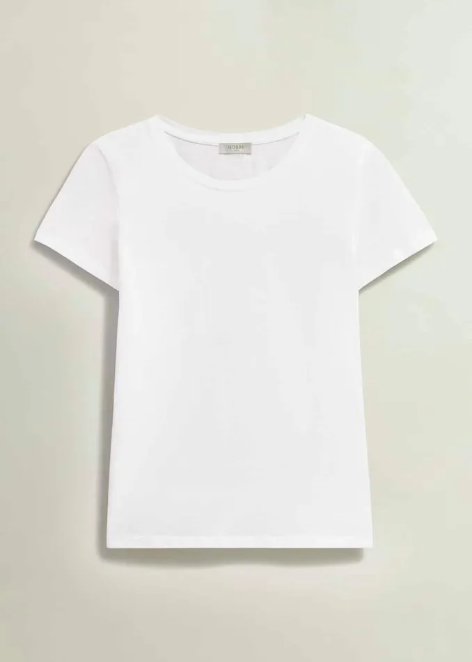 Women Tops Hobbs Pixie Cotton TShirt White