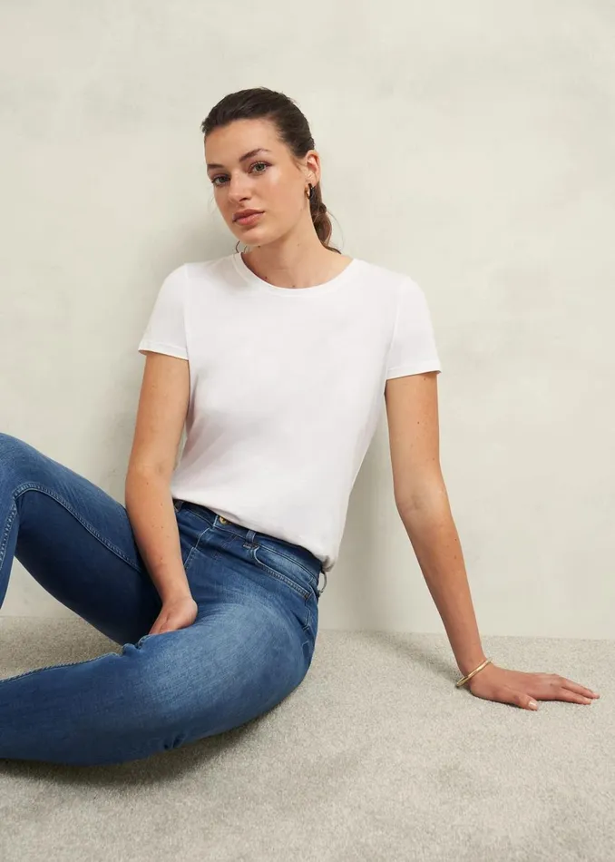 Women Tops Hobbs Pixie Cotton TShirt White