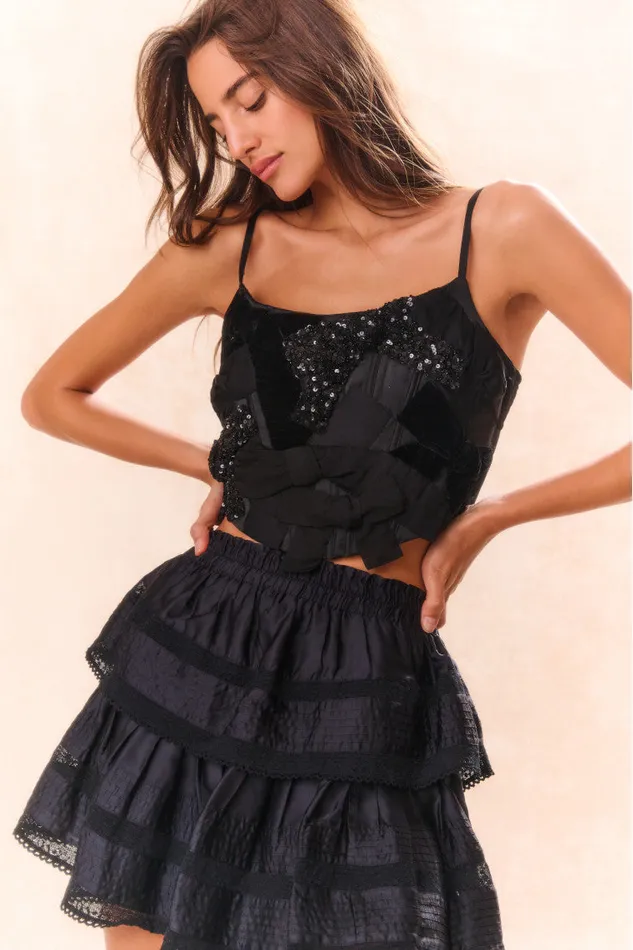 Women Tops LoveShackFancy Woodley Bow Bustier Top Black