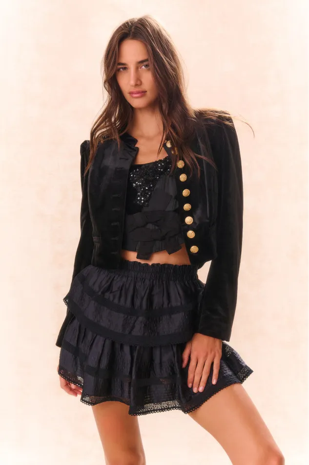 Women Tops LoveShackFancy Woodley Bow Bustier Top Black