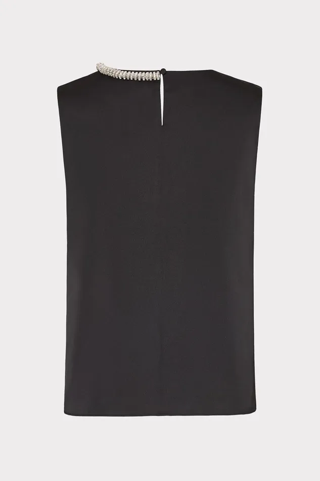 Women Tops Milly Lily Satin Crystal Embellished Top Black Women Tops Milly Lily Satin Crystal Embellished Top Black