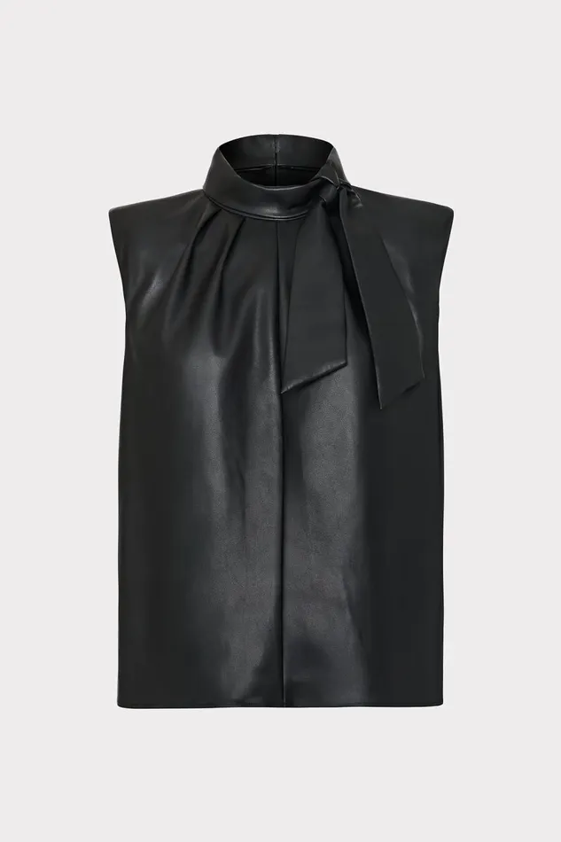 Women Tops Milly London Vegan Leather Top Black