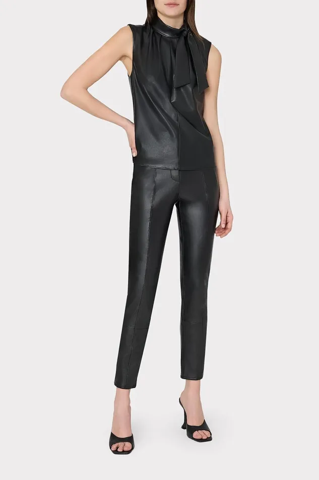 Women Tops Milly London Vegan Leather Top Black Women Tops Milly London Vegan Leather Top Black