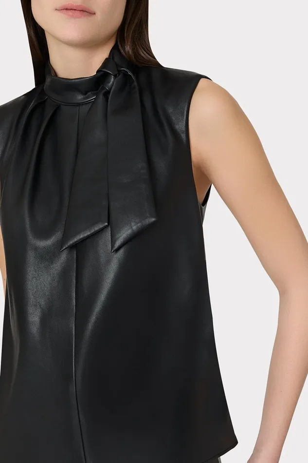 Women Tops Milly London Vegan Leather Top Black Women Tops Milly London Vegan Leather Top Black