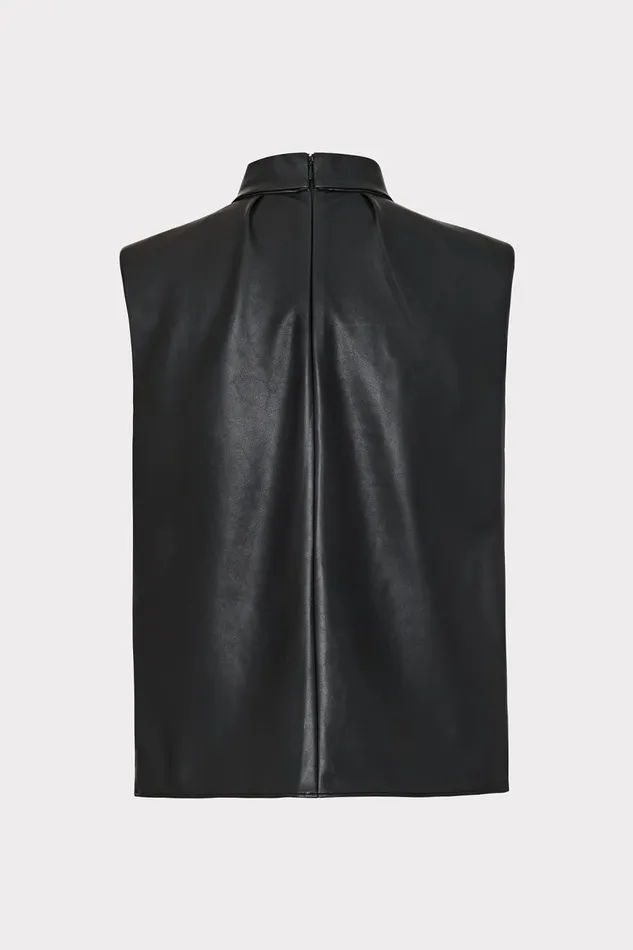 Women Tops Milly London Vegan Leather Top Black Women Tops Milly London Vegan Leather Top Black