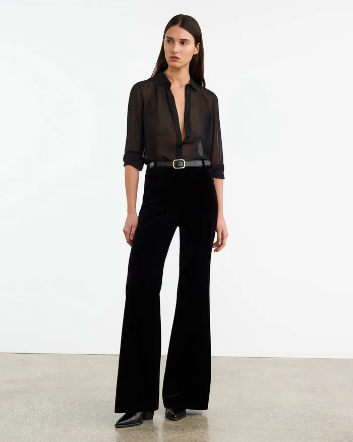 Women Tops Nili Lotan GAIA SILK SHIRT Black