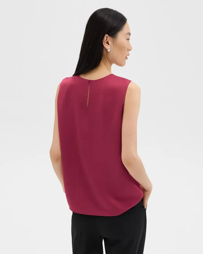 Women Tops Theory Shell Top In Silk Georgette Deep Rose