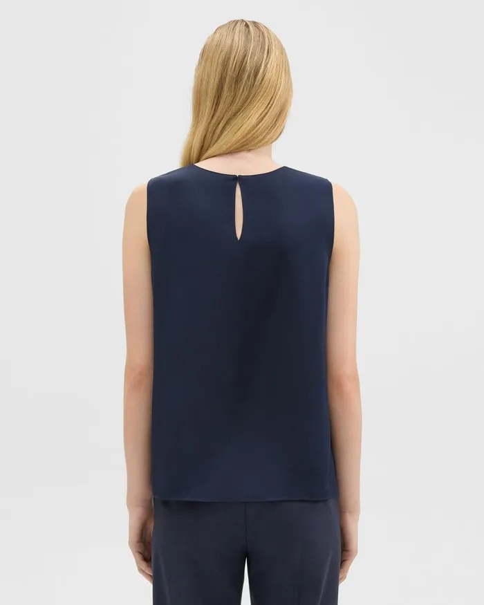 Women Tops Theory Shell Top In Silk Georgette Nocturne Navy