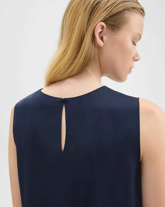 Women Tops Theory Shell Top In Silk Georgette Nocturne Navy