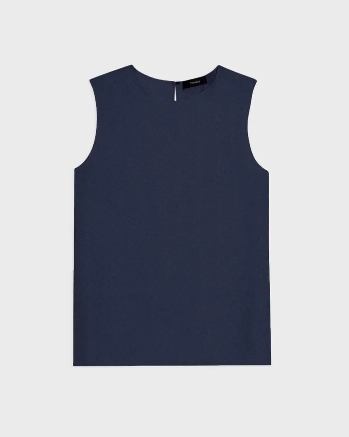 Women Tops Theory Shell Top In Silk Georgette Nocturne Navy
