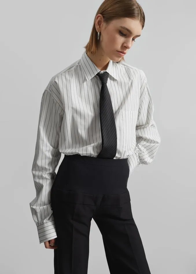 Women Toria Cotton Shirt 8211 WhiteBlack Stripe The Frankie Shop Tops