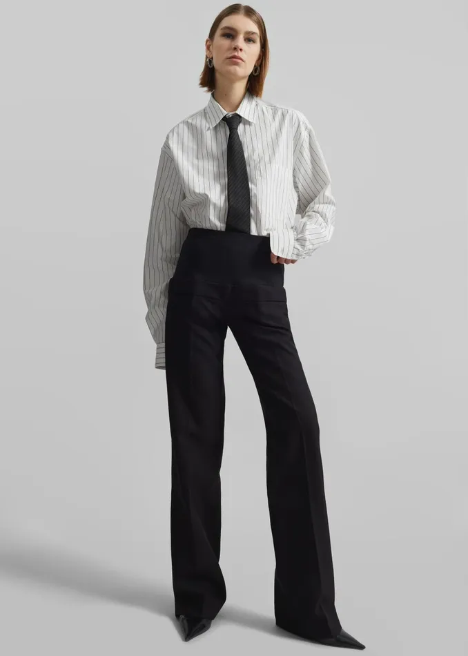 Women Toria Cotton Shirt 8211 WhiteBlack Stripe The Frankie Shop Tops
