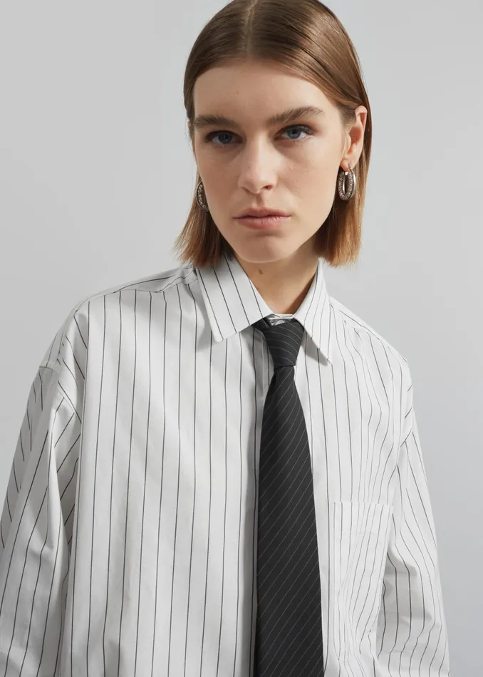 Women Toria Cotton Shirt 8211 WhiteBlack Stripe The Frankie Shop Tops