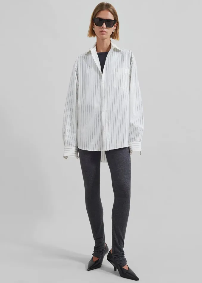 Women Toria Cotton Shirt 8211 WhiteBlack Stripe The Frankie Shop Tops