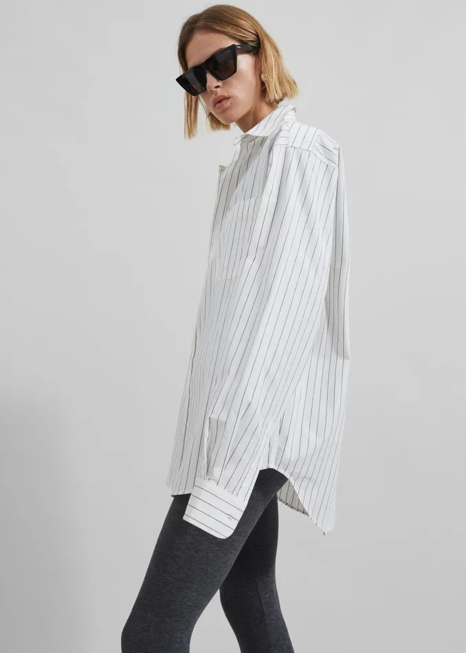 Women Toria Cotton Shirt 8211 WhiteBlack Stripe The Frankie Shop Tops