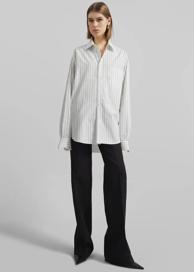 Women Toria Cotton Shirt 8211 WhiteBlack Stripe The Frankie Shop Tops