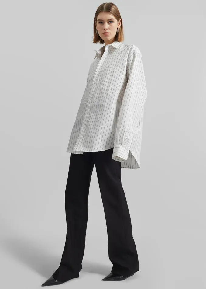 Women Toria Cotton Shirt 8211 WhiteBlack Stripe The Frankie Shop Tops