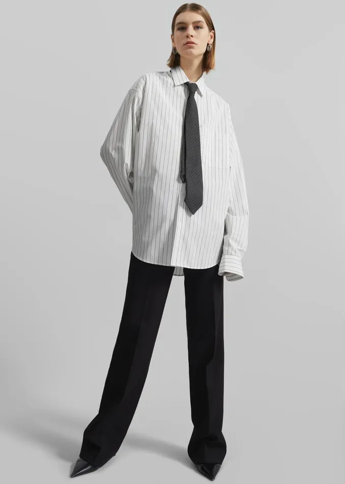 Women Toria Cotton Shirt 8211 WhiteBlack Stripe The Frankie Shop Tops
