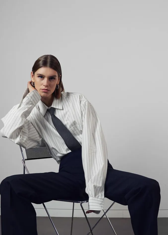Women Toria Cotton Shirt 8211 WhiteBlack Stripe The Frankie Shop Tops