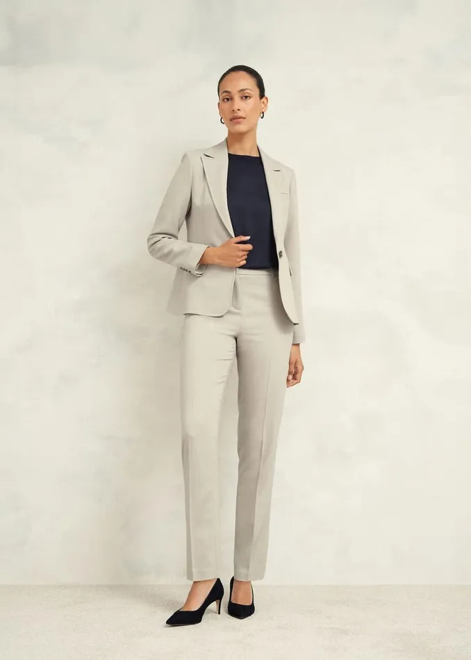 Women Trousers Hobbs Ellen Straight Trousers Buff Grey