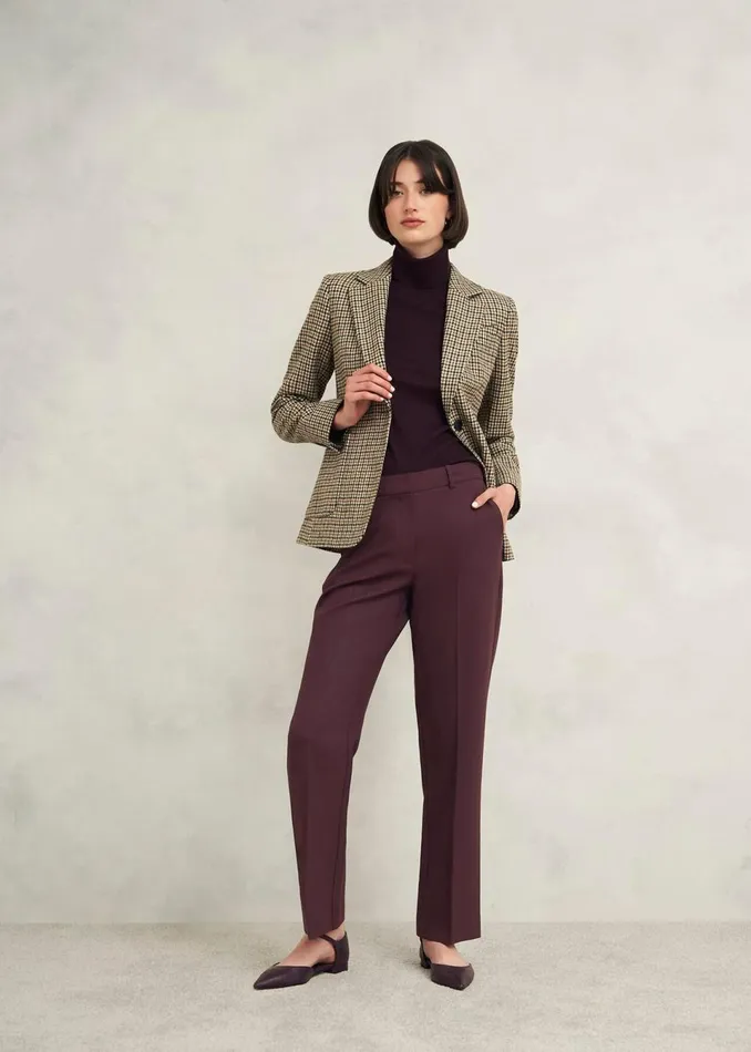 Women Trousers Hobbs Gerrie Straight Trousers Malbec Purple