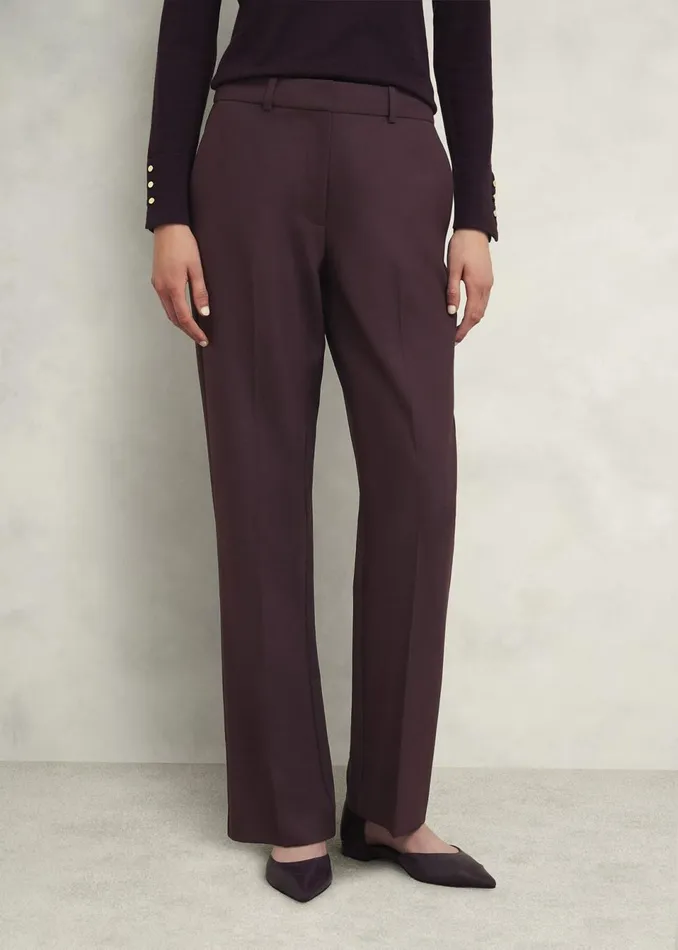 Women Trousers Hobbs Gerrie Straight Trousers Malbec Purple