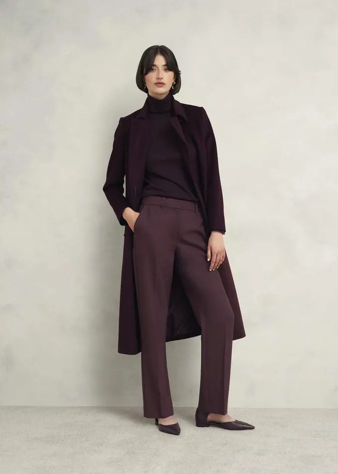 Women Trousers Hobbs Gerrie Straight Trousers Malbec Purple
