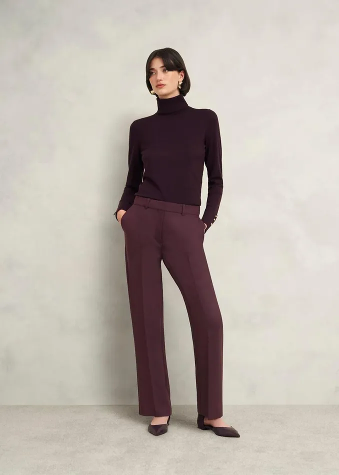 Women Trousers Hobbs Gerrie Straight Trousers Malbec Purple