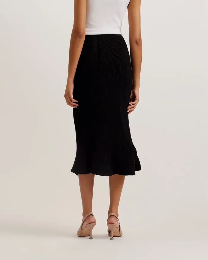 Women VELENAA 8211 Rib Knit Curved Hem Midi Skirt Black Ted Baker Skirts Women VELENAA 8211 Rib Knit Curved Hem Midi Skirt Black Ted Baker Skirts