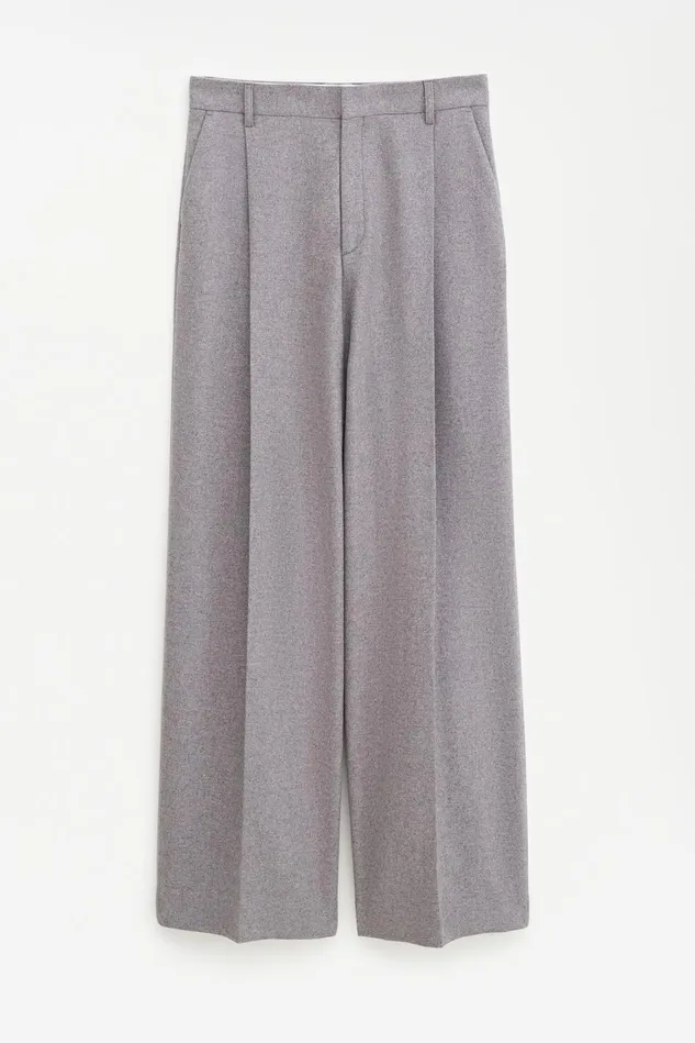 Women Wide Pleated Flannel Trousers Driftwood Filippa K Trousers