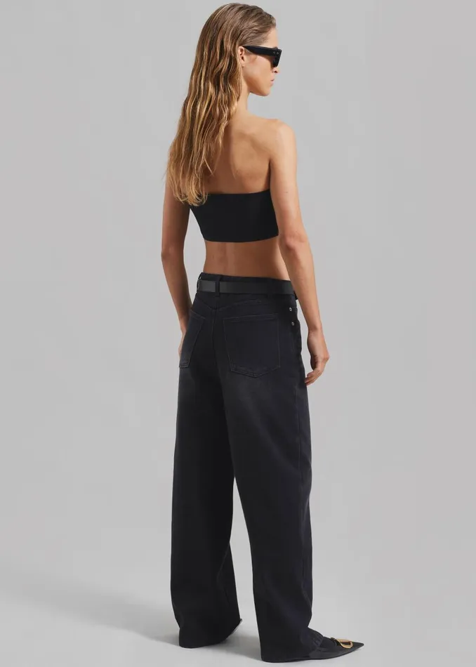 Women William Denim Pants 8211 Black Wash The Frankie Shop Bottoms