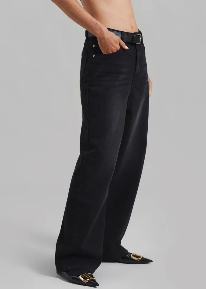 Women William Denim Pants 8211 Black Wash The Frankie Shop Bottoms