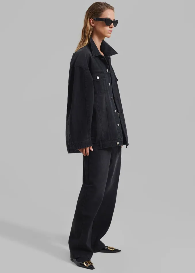 Women William Denim Pants 8211 Black Wash The Frankie Shop Bottoms