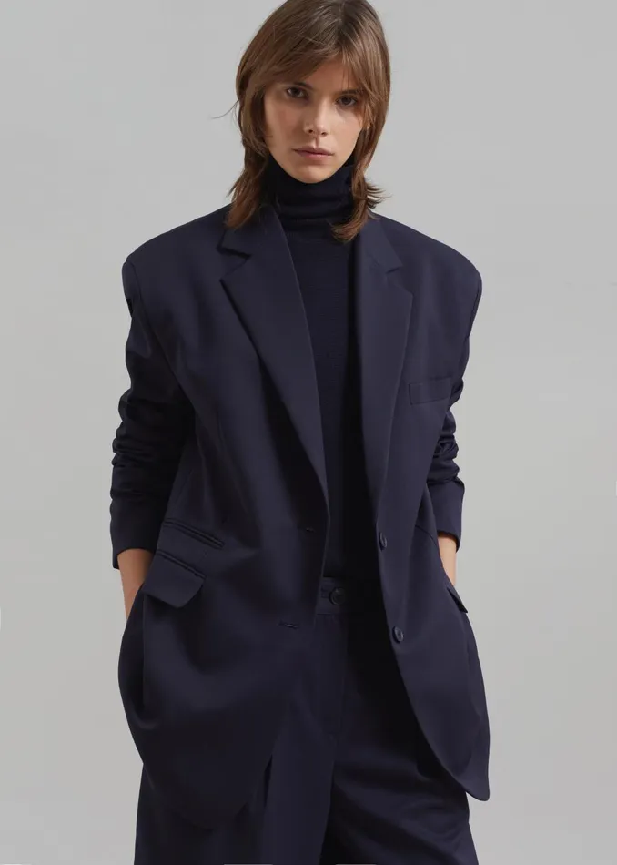 Women Wilma Blazer 8211 Navy The Frankie Shop Outerwear