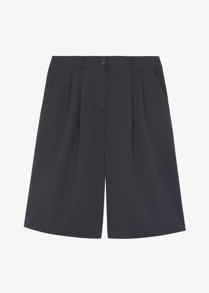Women Wilma Pleated Bermuda Shorts 8211 Charcoal The Frankie Shop Bottoms