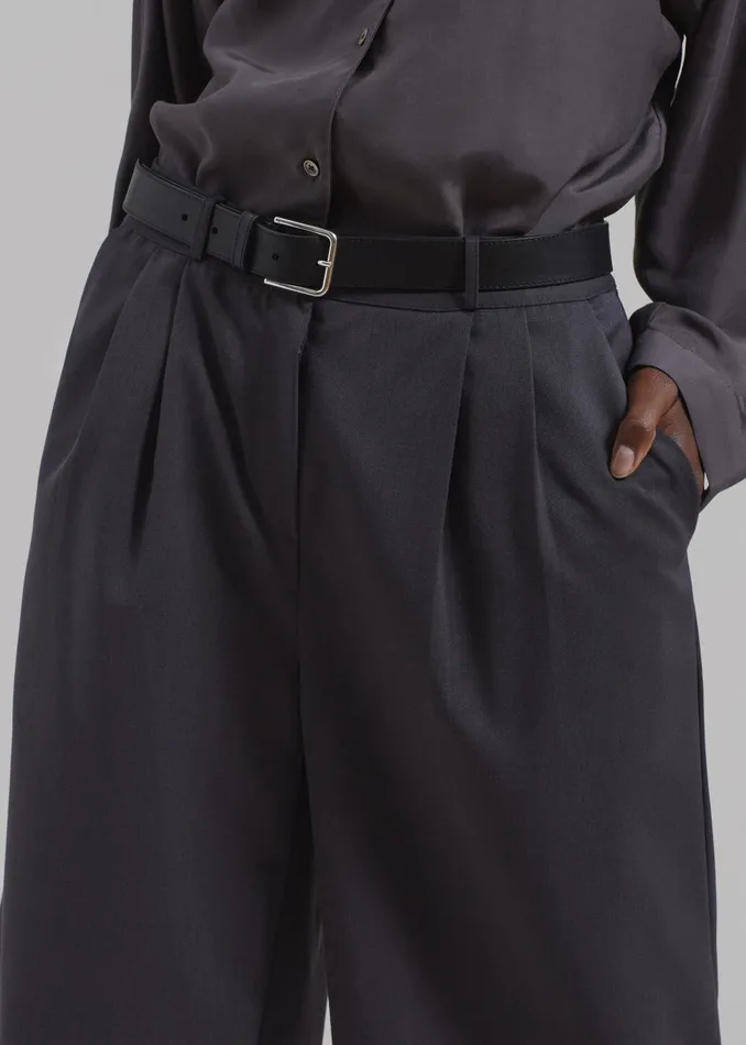Women Wilma Pleated Bermuda Shorts 8211 Charcoal The Frankie Shop Bottoms
